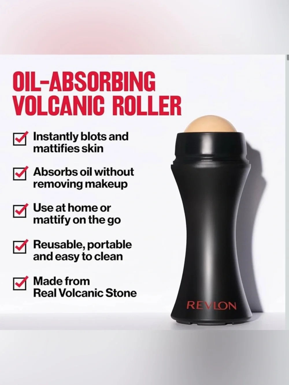 Revlon Face Roller, Oily Skin Control for Makeup, Oil Absorbing, Volcanic